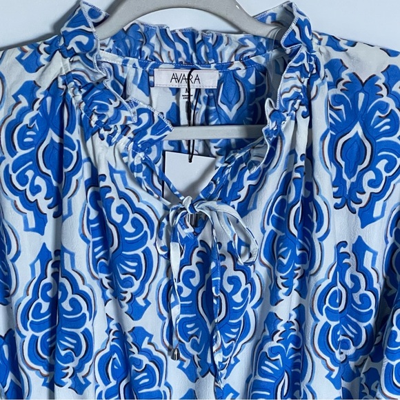 Avara Santorini Shores Ashleigh Blue Ruffled Mini Dress Size Medium 47671 - Picture 6 of 15